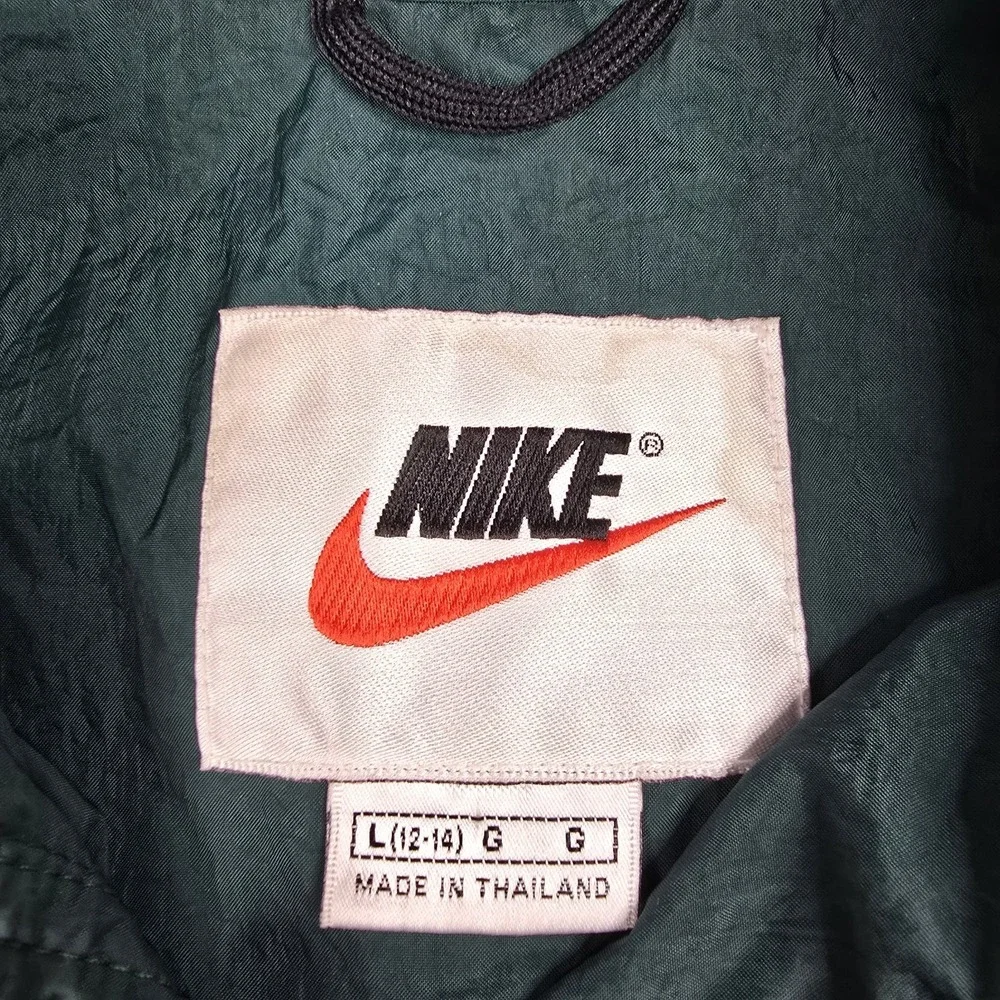 Vintage Nike Pullover Mens Large Center Swoosh Windbreaker‎ Forest Green 90s